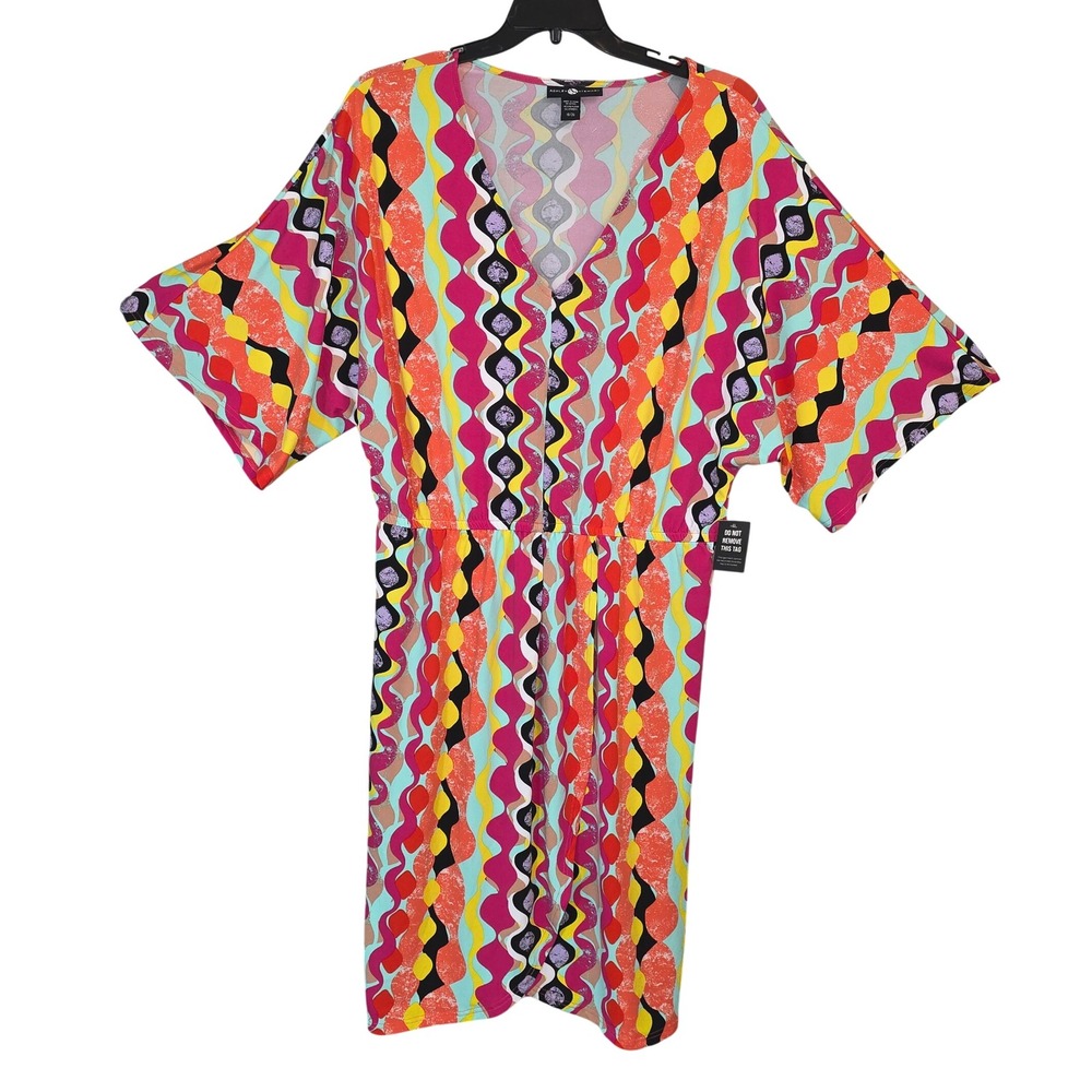 Ashley Stewart Womens Dress Size 18/20 Multicolor Geometric Print‎ Kimono Sleeve